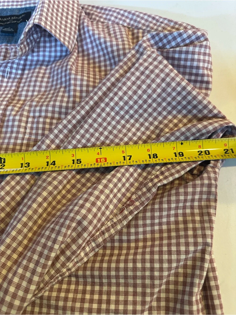 Banana Republic Burgundy and White Gingham Button-Down Shirt